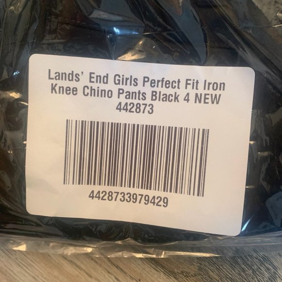 NWT LANDS' END GIRL'S PERFECT FIT IRON KNEE CHINO PANTS BLACK 4 - Picture 4 of 5